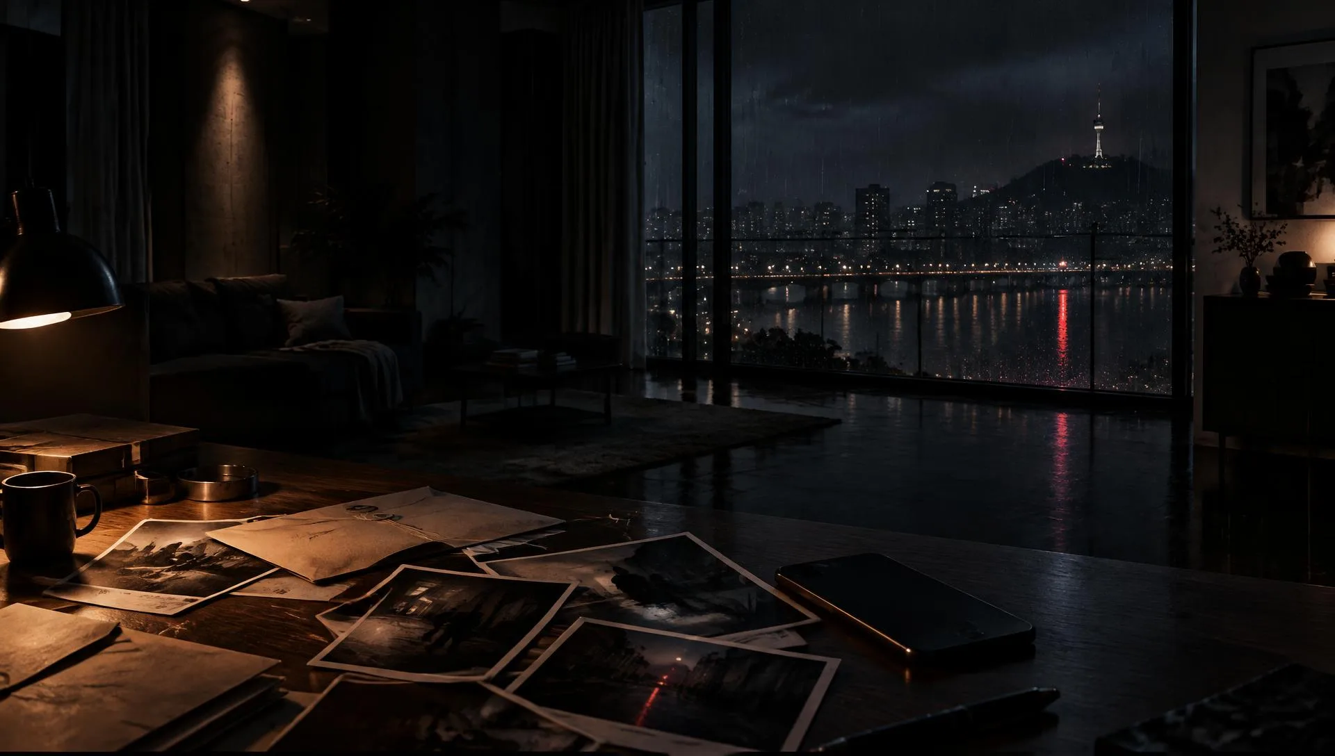 A dark Seoul apartment prepared for an investigation